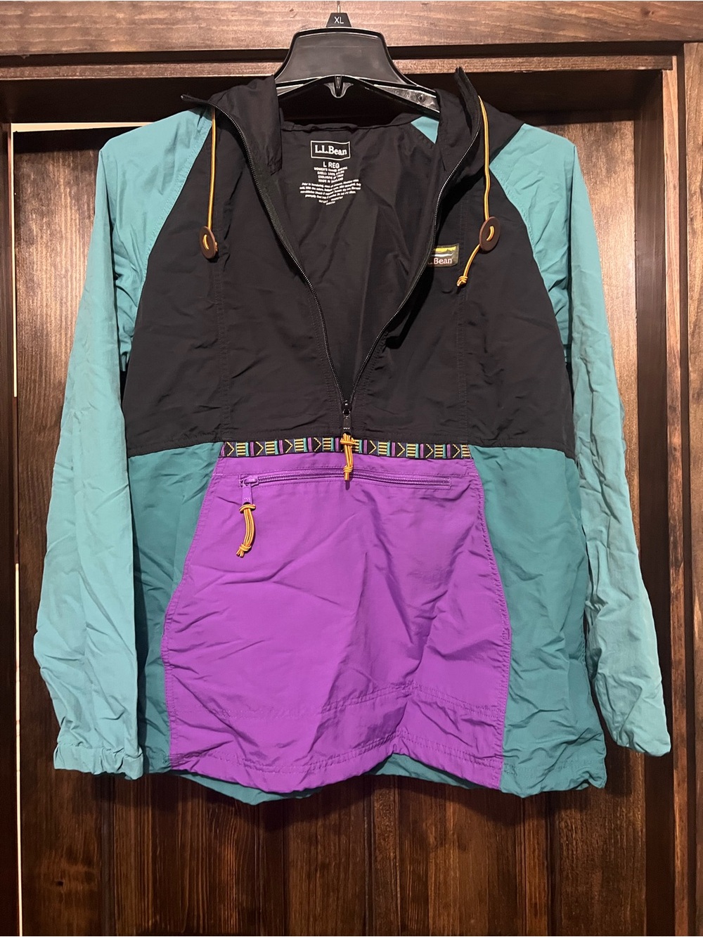 L.L.Bean Colorblock Windbreaker Jacket pullover Anorak